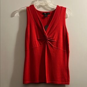 Cest City Red Sleeveless Top Silk Blend